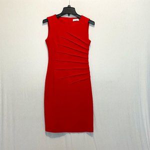 Calvin Klein "Sunburst" red sheath dress size 2